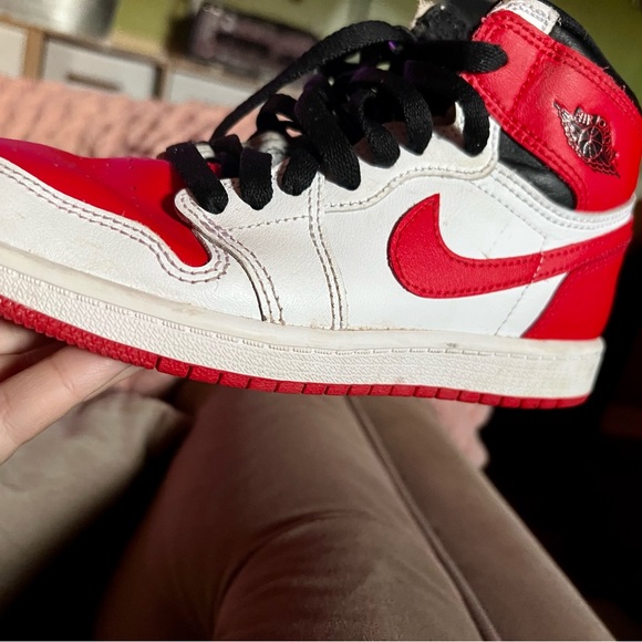Size 2.5 youth red air Jordan’s. Not perfect but lots of life left.Used cond. - Picture 1 of 7